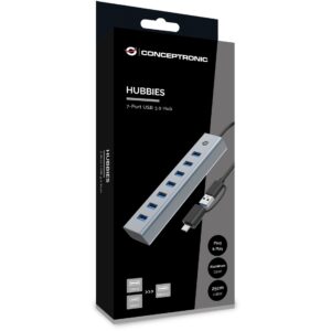 HUB USB 3.0/USB‑C Conceptronic / 7‑Port (7x A3.0) / pa furnizim energjie – Gri 8