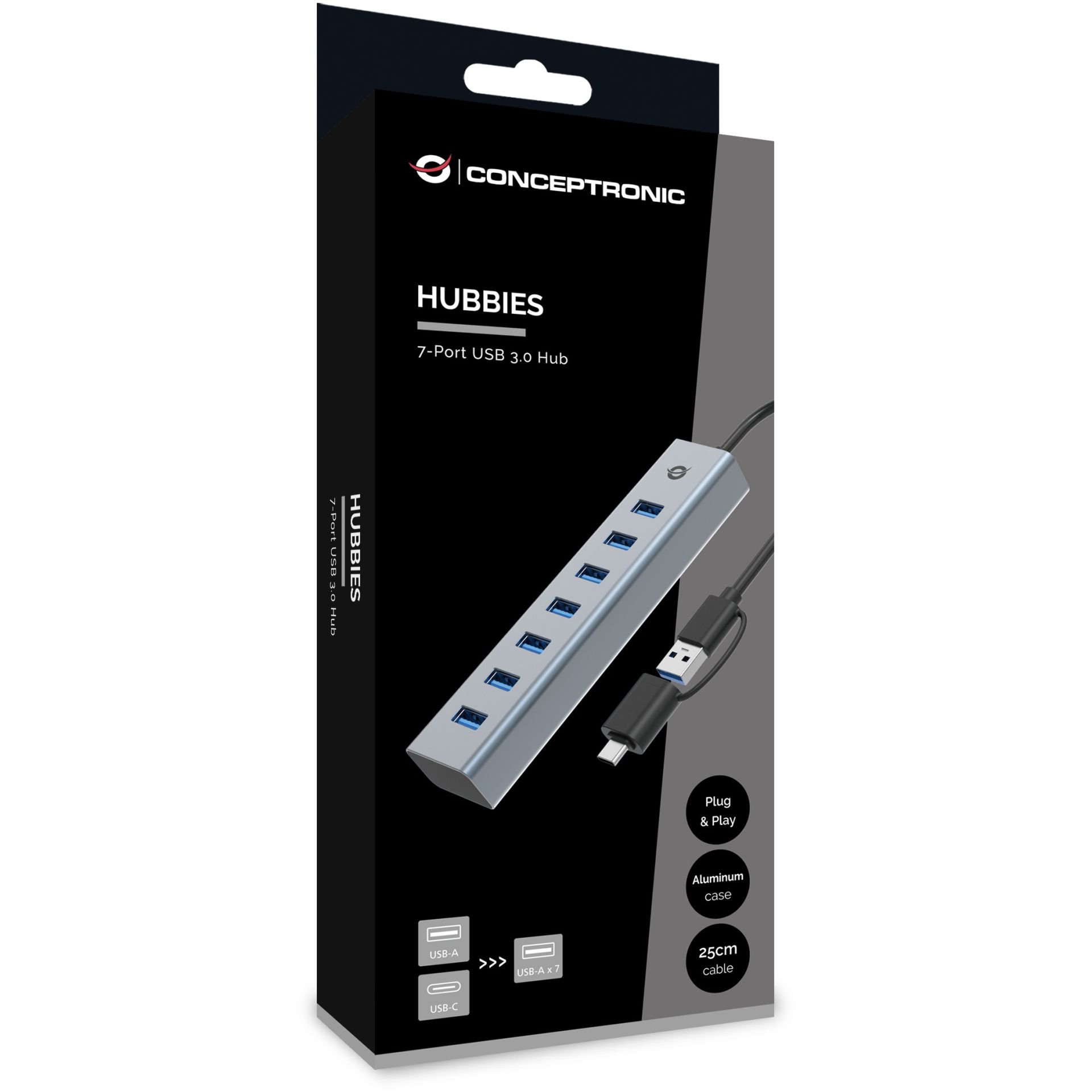 HUB USB 3.0/USB‑C Conceptronic / 7‑Port (7x A3.0) / pa furnizim energjie - Gri - Figura 4