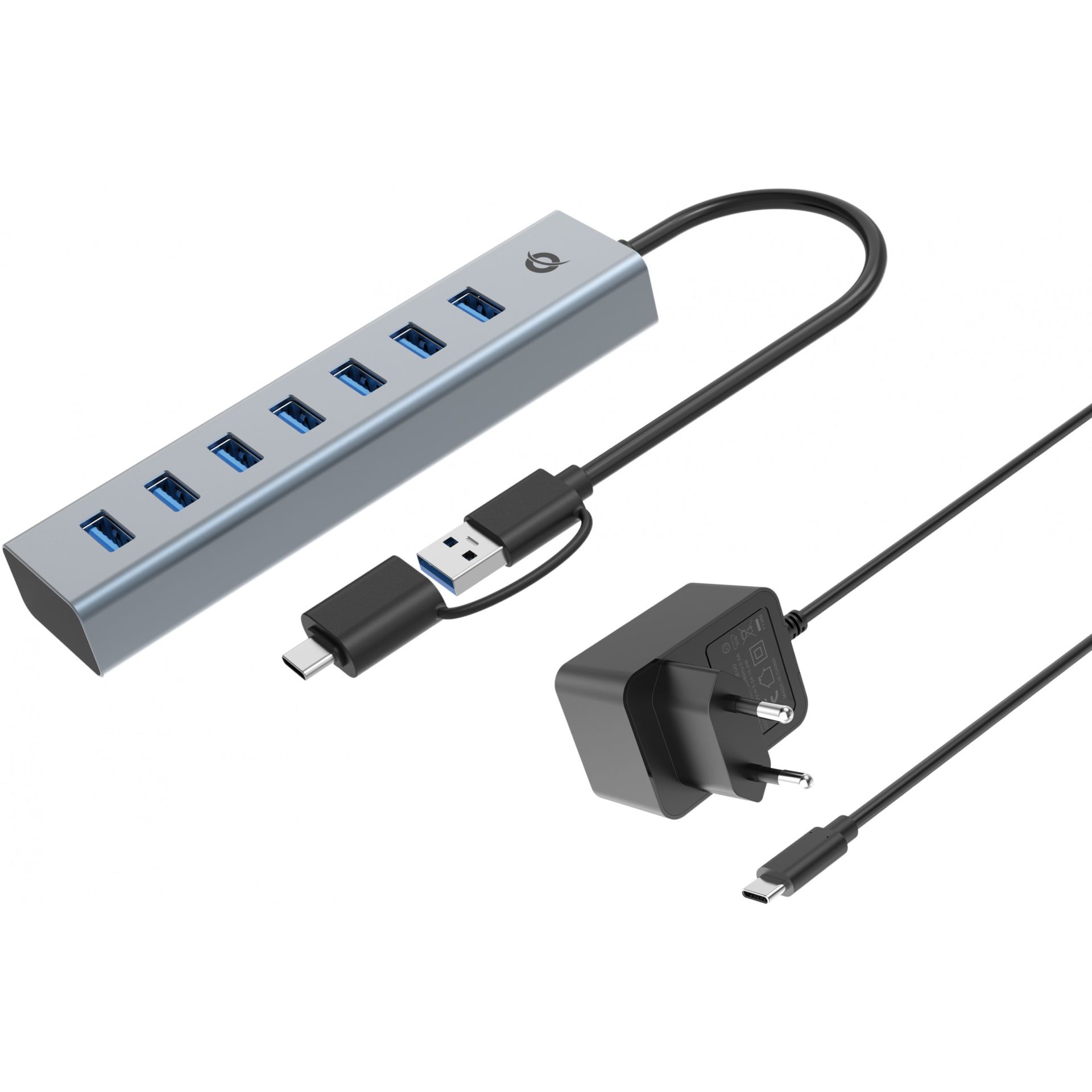 HUB USB 3.0/USB‑C Conceptronic / 7‑Port (7x A3.0) / me furnizim energjie - Gri