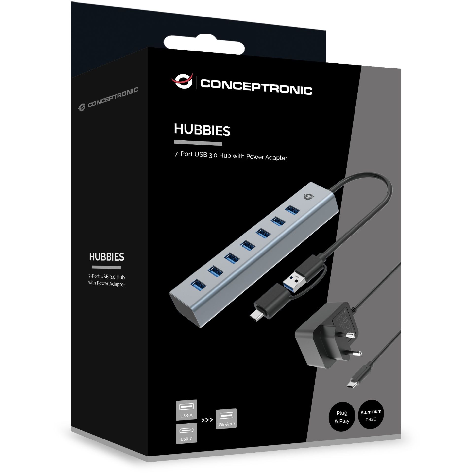 HUB USB 3.0/USB‑C Conceptronic / 7‑Port (7x A3.0) / me furnizim energjie - Gri - Figura 5