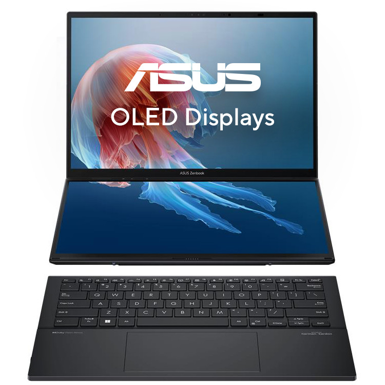 Laptop ASUS Zenbook Duo UX8406CA-PZ195X / Intel Core Ultra 9 285H / 32GB LPDDR5x-SDRAM / 2TB / 14" 3K OLED Touchscreen / Intel Arc 140T - Gri