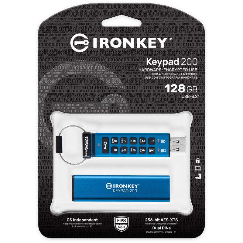 USB Flash Drive / Kingston / IronKey Keypad 200 / 128GB / Blu - Figura 2