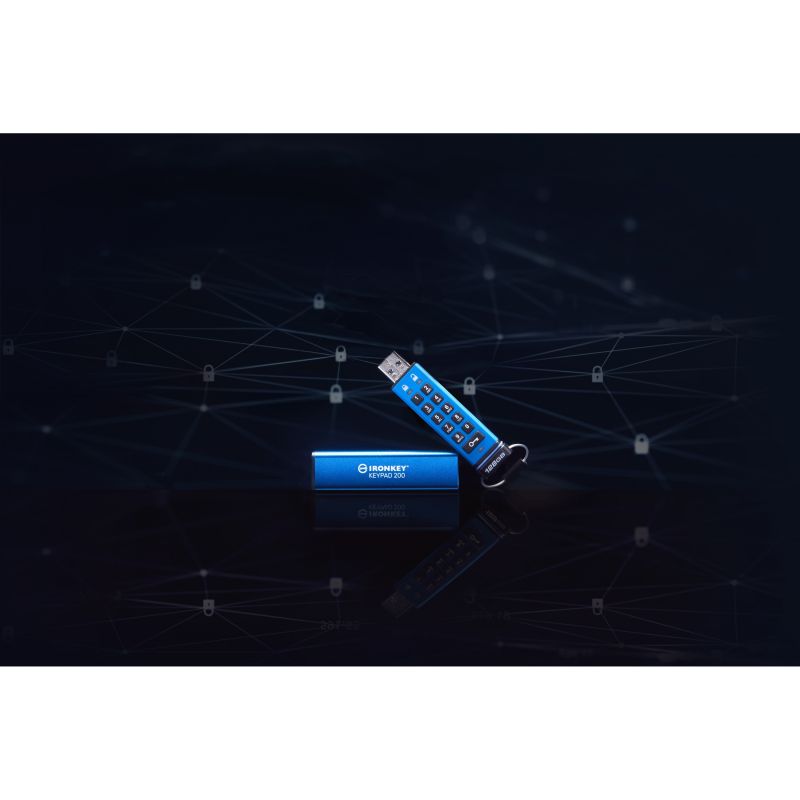 USB Flash Drive / Kingston / IronKey Keypad 200 / 128GB / Blu