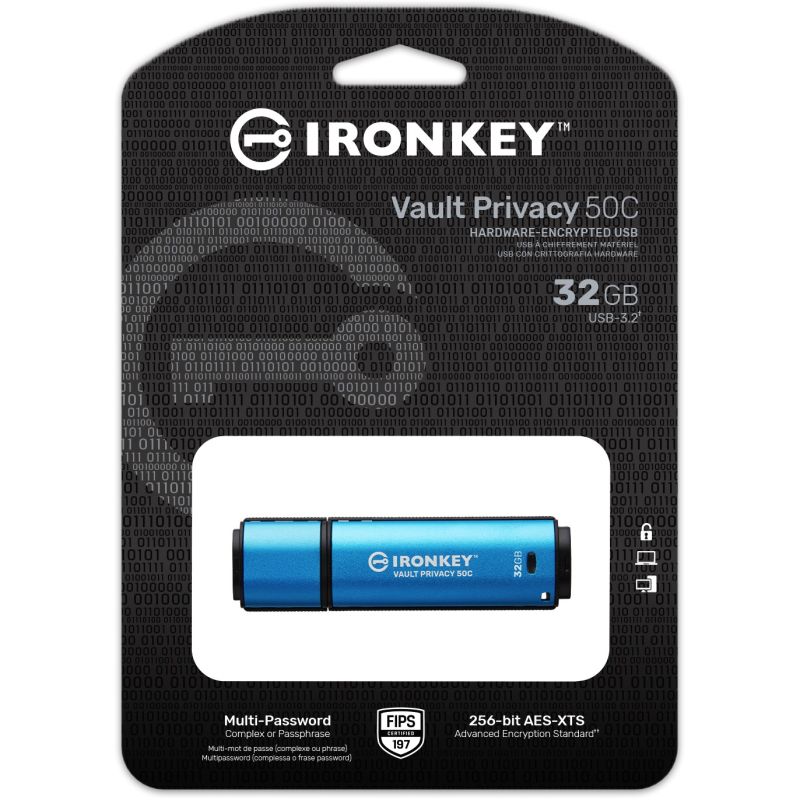 USB Flash Drive Kingston IronKey Vault Privacy 50C / 32GB - Blu - Figura 3
