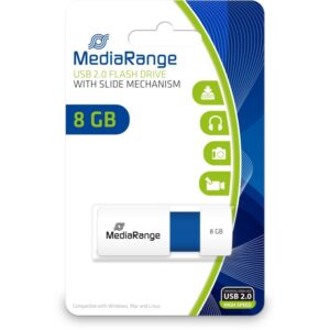 USB Flash Drive / MediaRange / 8GB / USB 2.0 / Slider / Blu