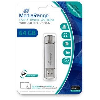 USB Flash Drive MediaRange Combo / 64GB / 3.1 / Type-C – Gri