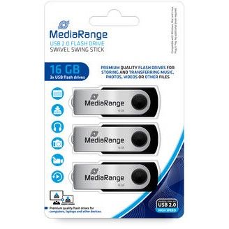 USB Flash Drive / MediaRange / 16GB / USB 2.0 / Flexi / 3er-Pack