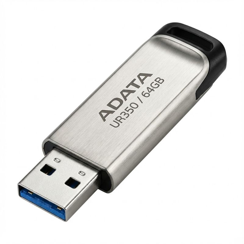 Flash Drive USB ADATA UR350 64GB / USB-A 3.2 Gen1 (5Gbps) - Silver/Zezë