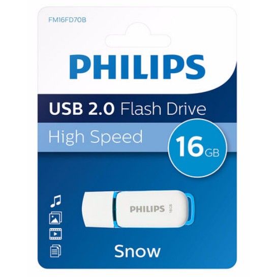 USB Flash Drive / Philips / 16GB / USB 2.0 / Snow Edition / Blu e errët - Bardhë