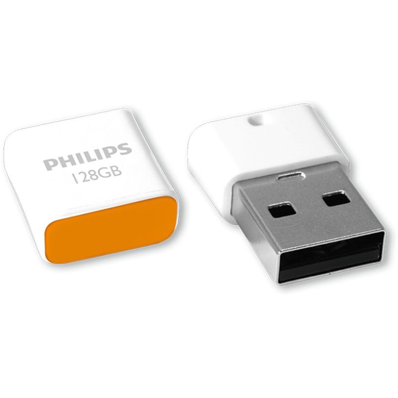 Flash Drive USB Philips Pico Edition 128GB / USB 2.0 - Bardhë/Portokalli - Figura 2