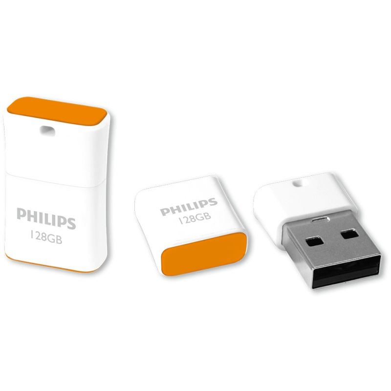 Flash Drive USB Philips Pico Edition 128GB / USB 2.0 - Bardhë/Portokalli - Figura 3