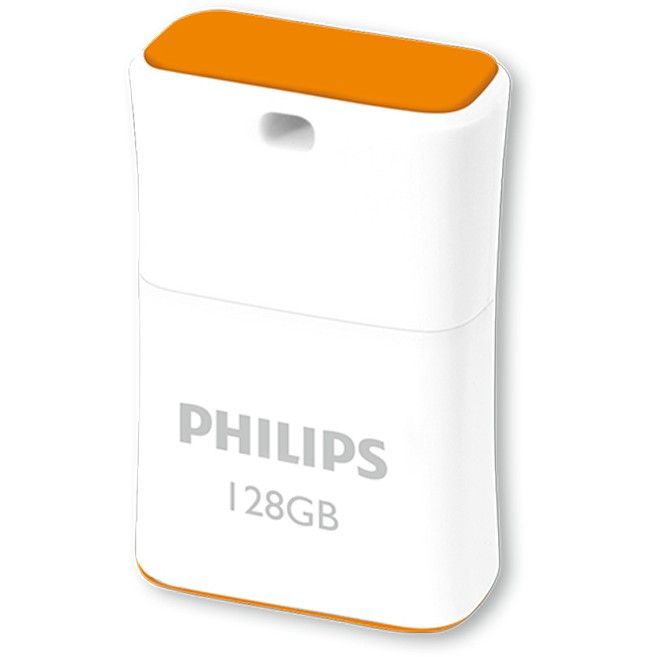 Flash Drive USB Philips Pico Edition 128GB / USB 2.0 - Bardhë/Portokalli