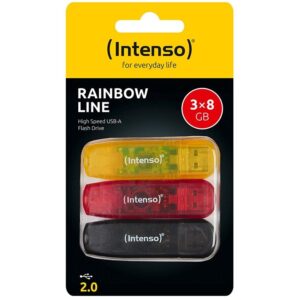 USB Flash / Intenso / Rainbow Line / 8 GB / USB 2.0 / Multipack x3 / Zezë-Kuqe-Verdhë