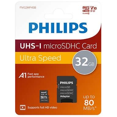 Kartë Memorie SD Philips 32GB microSDHC Class 10 UHS-I U1 + Adapter - Figura 2