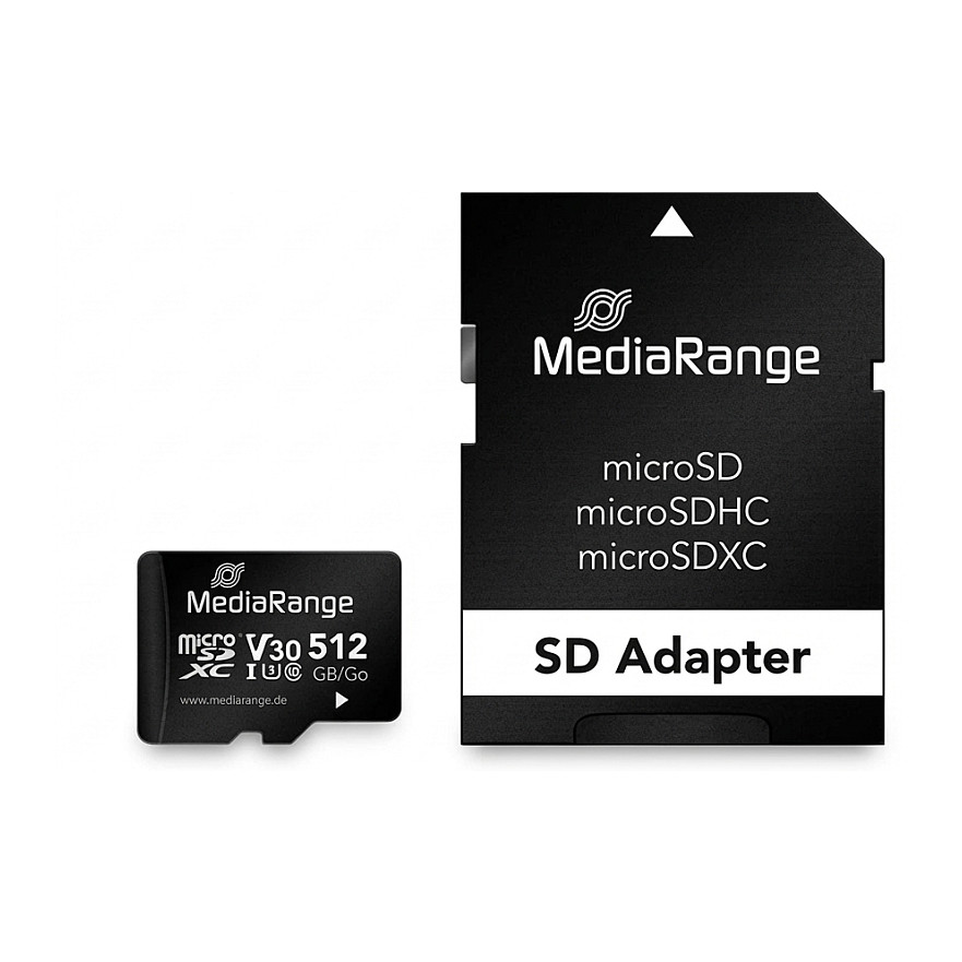 Kartë Memorie MediaRange / SD MicroSD Card / 512GB / UHS‑1 Cl.10 / inkl. Adapter
