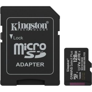 Kartë Memorie SD Kingston 128GB microSDXC Canvas Select Plus Gen3 150MB/s A1 + Adapter