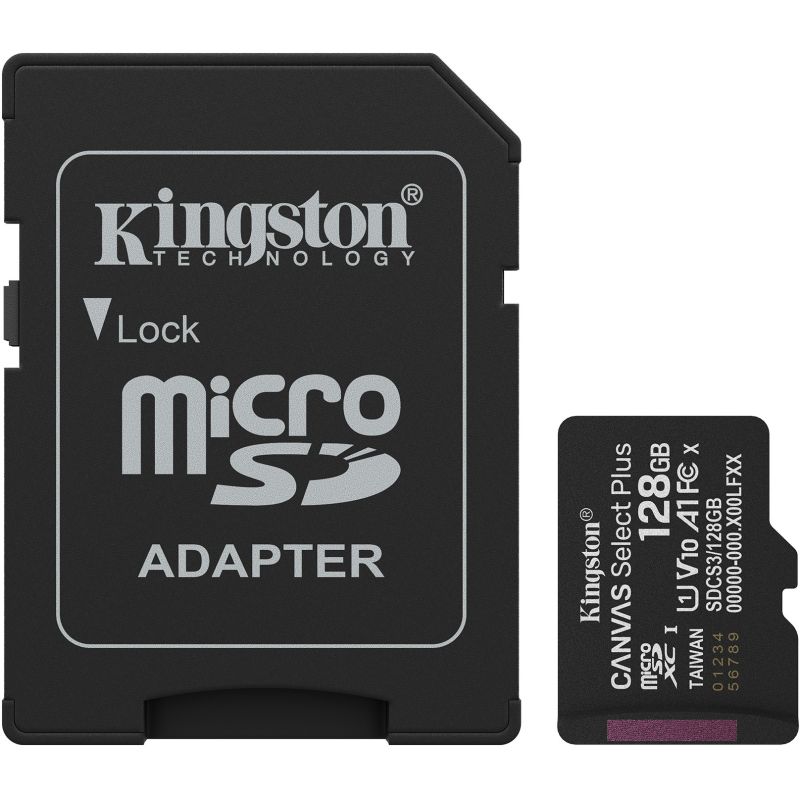 Kartë Memorie SD Kingston 128GB microSDXC Canvas Select Plus Gen3 150MB/s A1 + Adapter