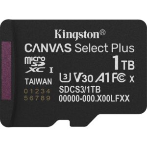 Kartë Memorie SD Kingston 1TB microSDXC Canvas Select Plus Gen3 150MB/s A1 – Pa Adapter