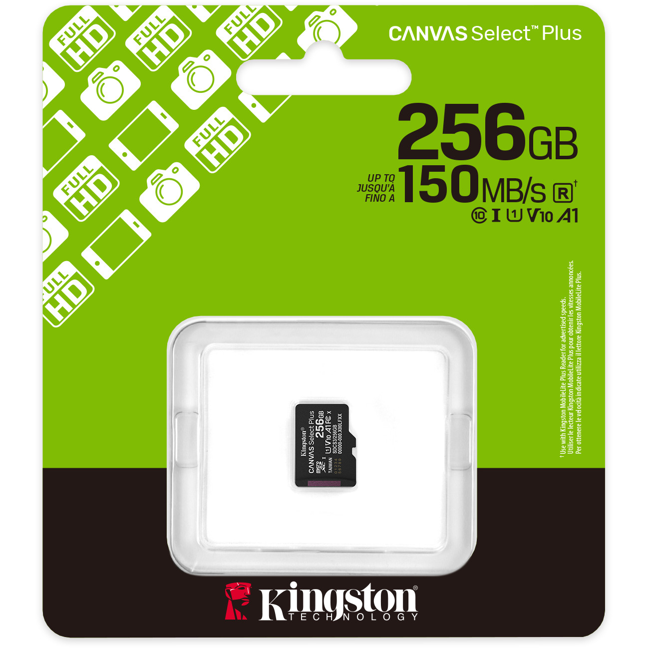 Kartë Memorie KINGSTON / 256GB / micSDXC Canvas Select Plus / Gen3 150R / A1 / Single Pack / w/o ADP - Figura 3