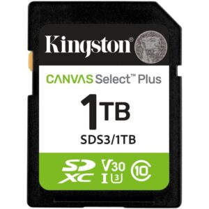 Kartë Memorie SD Kingston 1TB SDXC Canvas Select Plus Gen3 150MB/s Class 10 UHS-I U3 V30