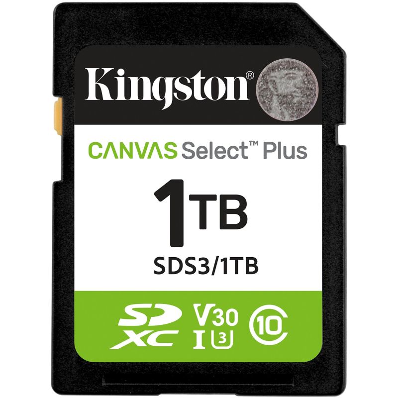 Kartë Memorie SD Kingston 1TB SDXC Canvas Select Plus Gen3 150MB/s Class 10 UHS-I U3 V30