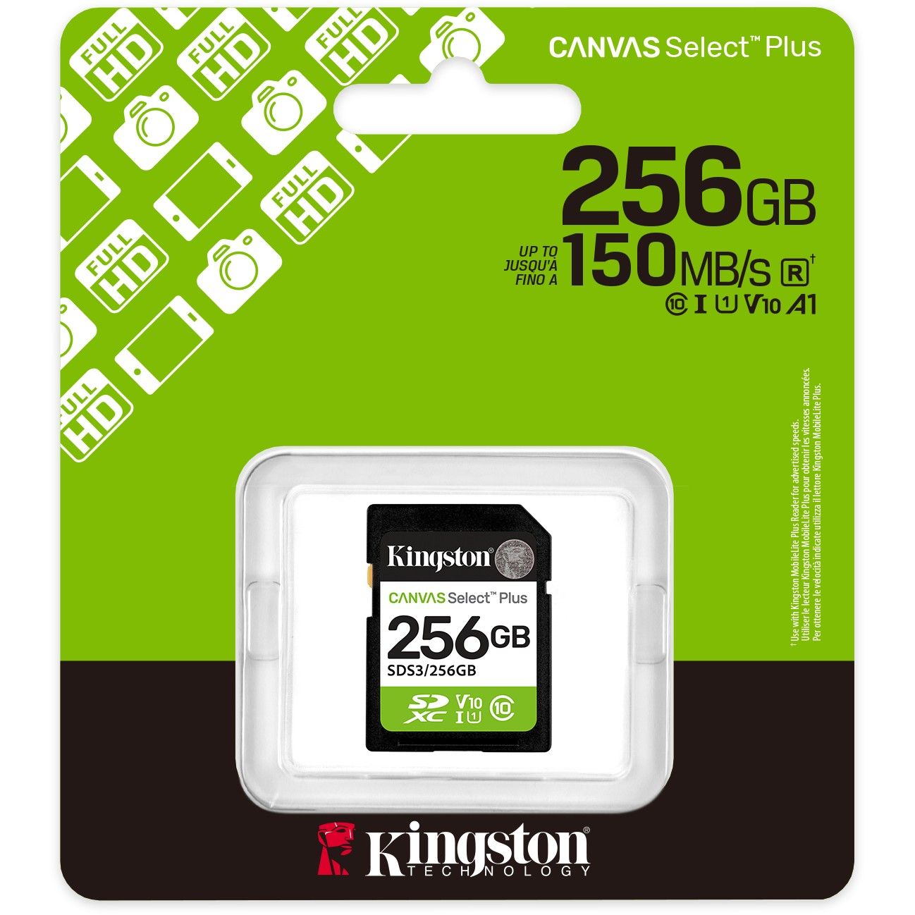 Kartë Memorie SD Kingston SDXC Canvas Select Plus Gen3 / 256GB / 150MB/s / Class 10 / UHS-I / U1 / V10 - Figura 3