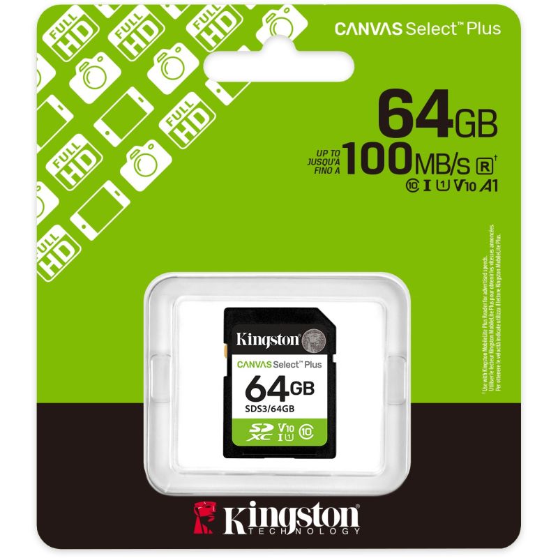 Kartë Memorie SD Kingston 64GB SDXC Canvas Select Plus Gen3 100MB/s Class 10 UHS-I U1 V10 - Figura 3