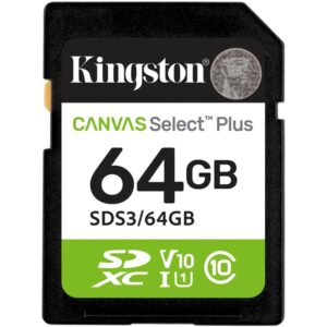 Kartë Memorie SD Kingston 64GB SDXC Canvas Select Plus Gen3 100MB/s Class 10 UHS-I U1 V10