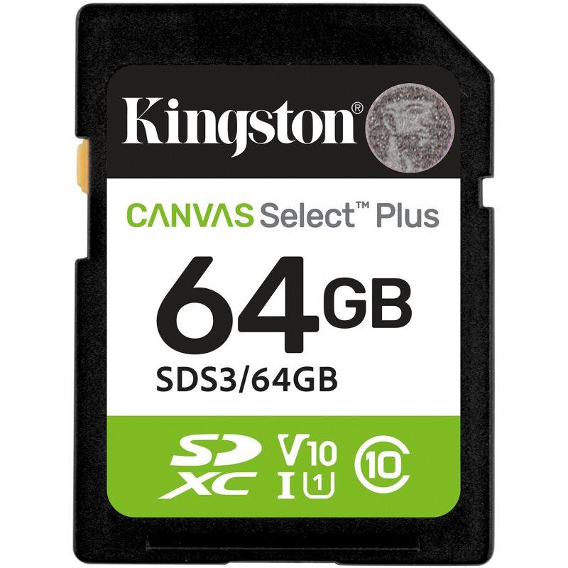 Kartë Memorie SD Kingston 64GB SDXC Canvas Select Plus Gen3 100MB/s Class 10 UHS-I U1 V10