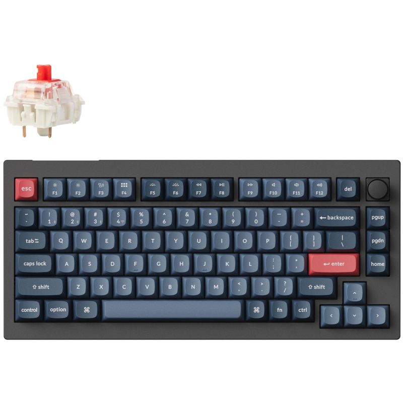 Tastierë Gaming Keychron V1 Max / German Layout / Gateron Jupiter Red / RGB – Zezë/Blu-Hiri
