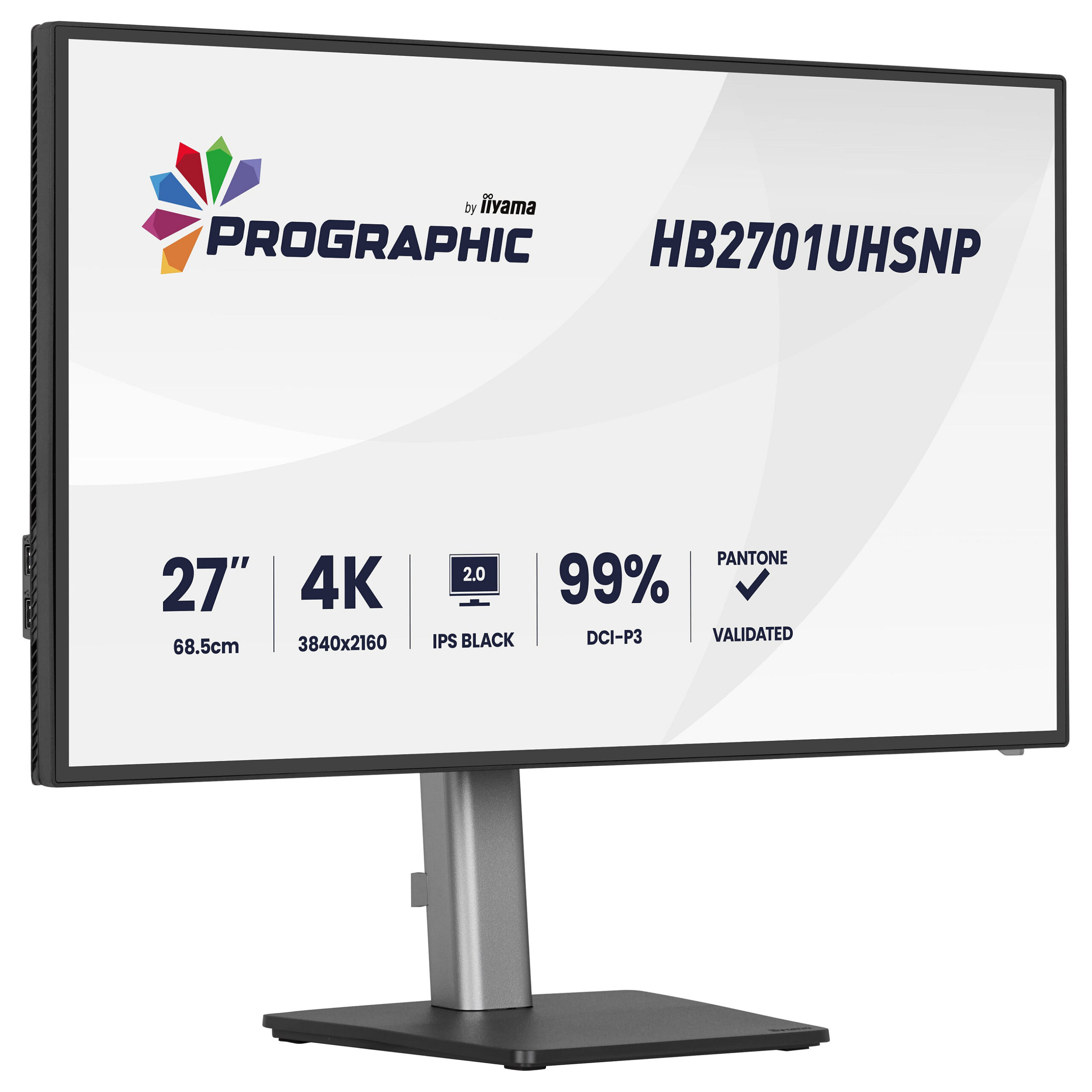 Monitor iiyama ProGraphic HB2701UHSNP-B1 / 27"/ 4K Ultra HD IPS Black / LCD / 60 Hz / 4 ms / HDMI+USB+DP+HDCP - Zezë - Figura 2