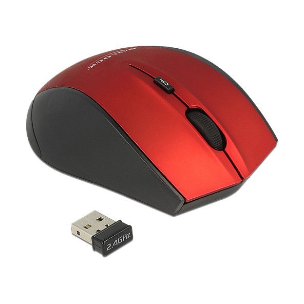 Maus pa Kabllo Delock Ergonomic Optical 5-Button / 2.4Ghz  – Zezë / Kuqe
