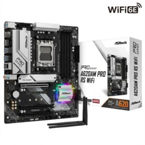 Pllakë Amë AMD ASRock A620AM Pro RS WiFi Motherboard (A620 / AM5 / mATX / DDR5 / HDMI / DisplayPort)