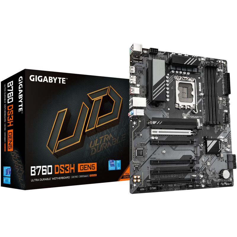 Pllakë Amë Intel Gigabyte GA‑B760 DS3H GEN5 Motherboard (B760 / LGA1700 / ATX / DDR5 / PCIe Gen5 / HDMI / DisplayPort / (D))