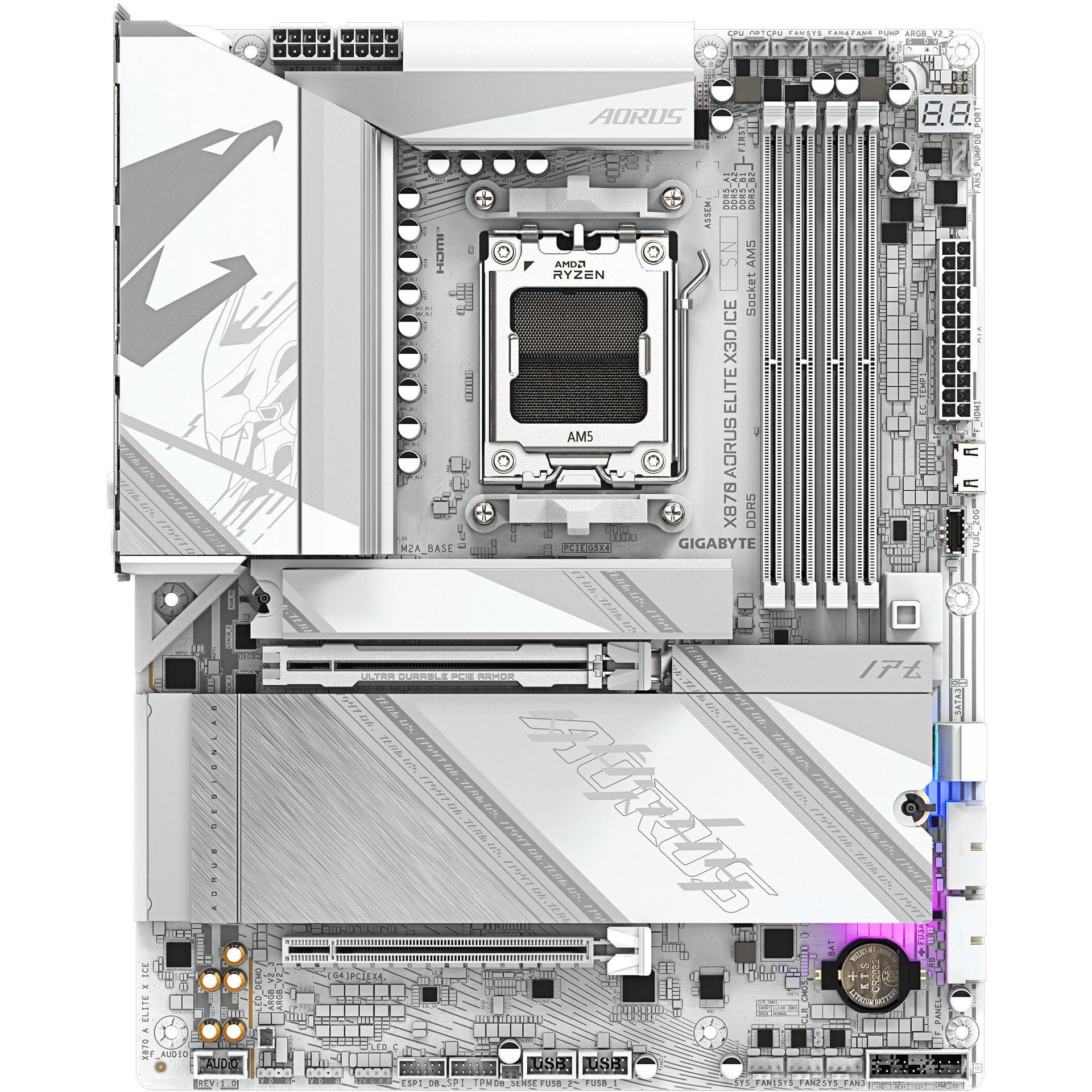 Pllakë Amë MB AMD Gigabyte X870 AORUS ELITE X3D ICE / AMD Socket AM5 / DDR5 / ATX - Figura 2