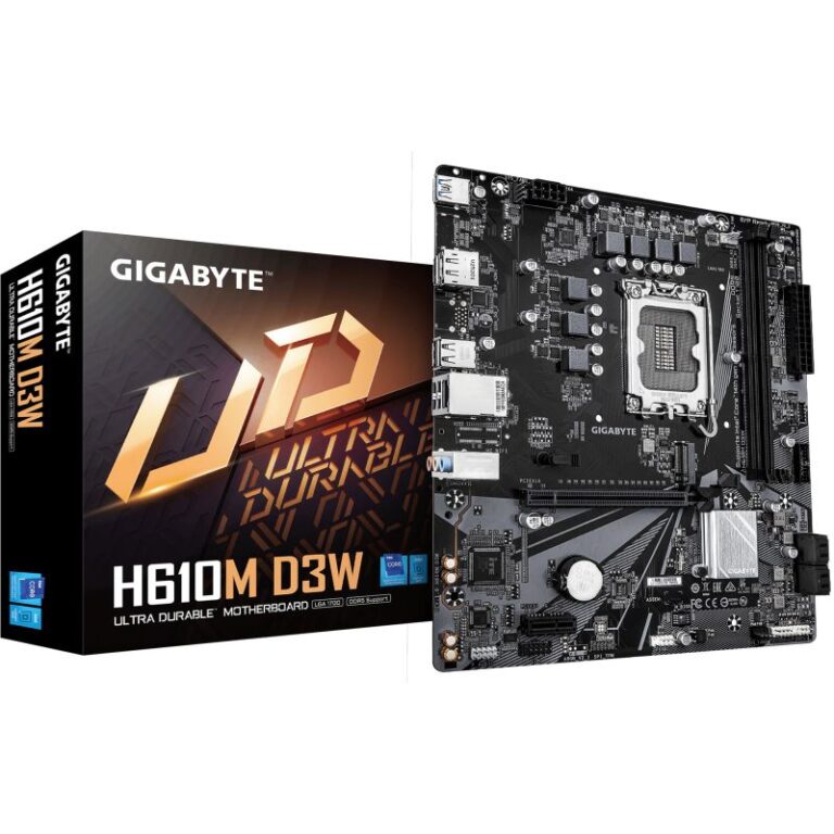Pllakë Amë Intel Gigabyte H610M D3W Motherboard (H610 / LGA1700 / mATX / DDR5 / HDMI / DisplayPort)