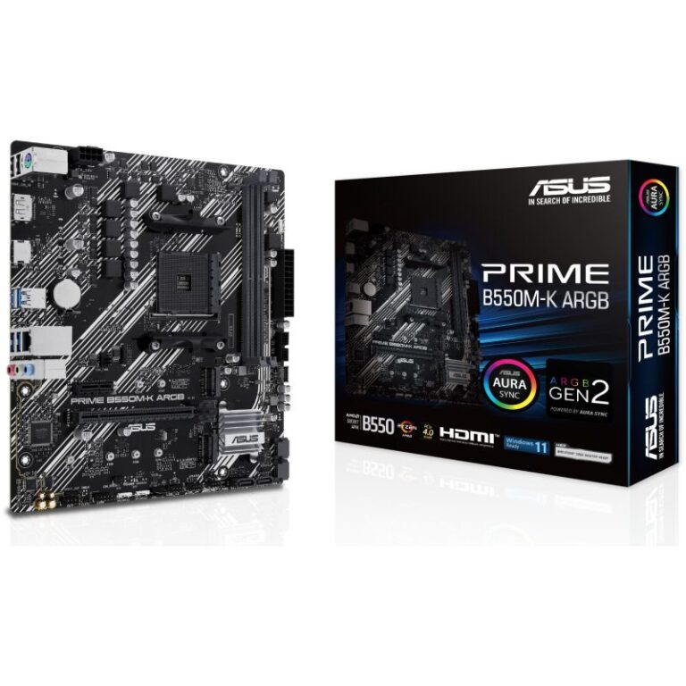 Pllakë Amë MB AMD ASUS PRIME B550M-K ARGB / AMD Socket AM4 / DDR4 / mATX