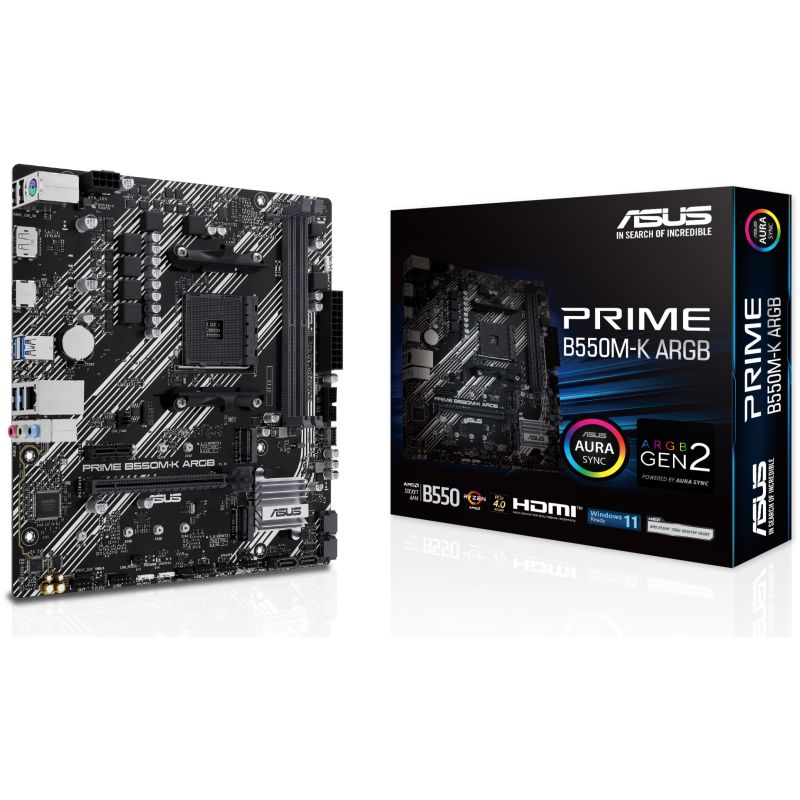Pllakë Amë MB AMD ASUS PRIME B550M-K ARGB / AMD Socket AM4 / DDR4 / mATX
