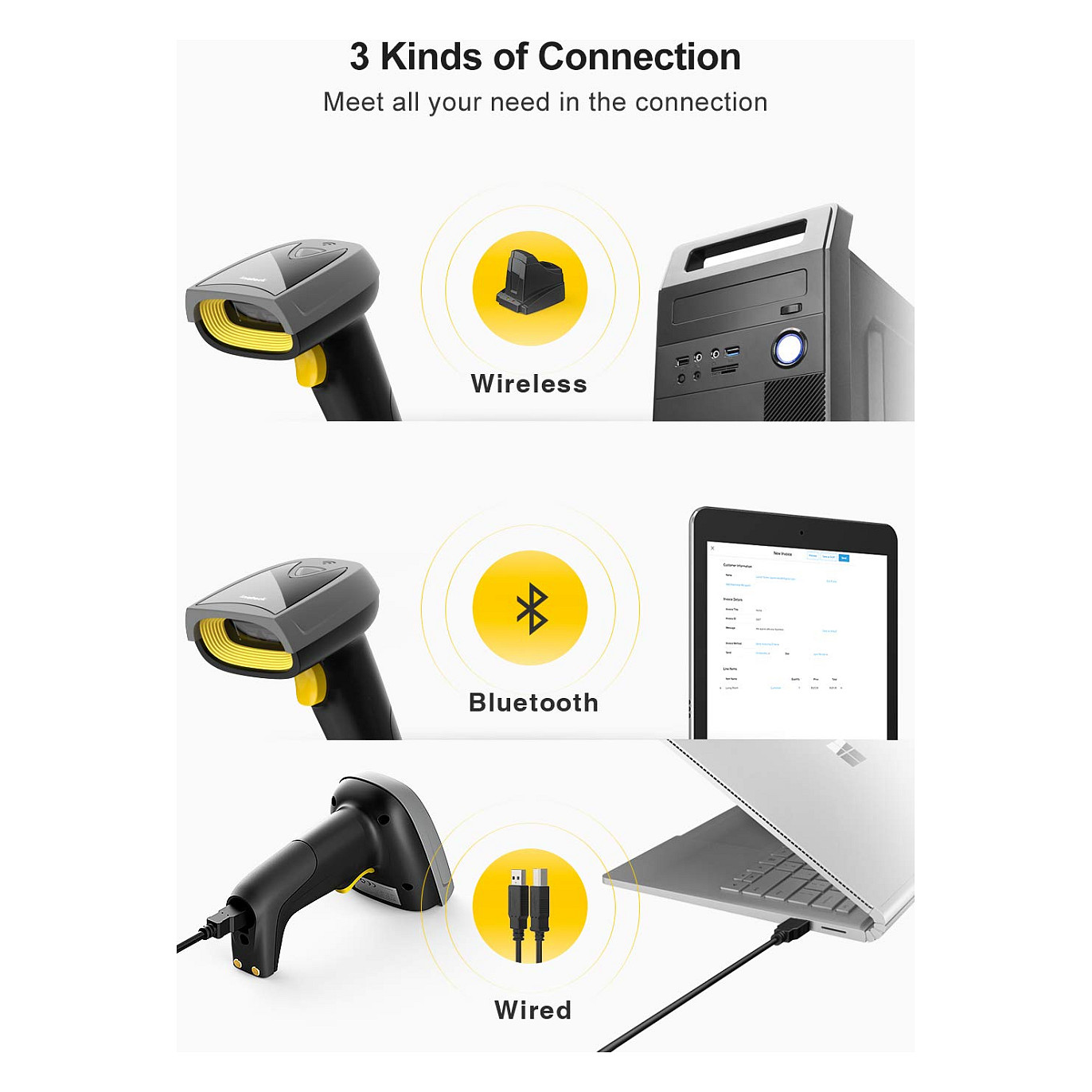 Skaner i Barkodeve Inateck BCST-52 Wired&Wireless – Zezë 5