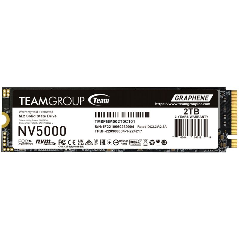 SSD e Brendshme Teamgroup / NV5000 / 2TB / M.2 / TM8FGM002T0C101 / PCIe 4.0 x4 / NVMe