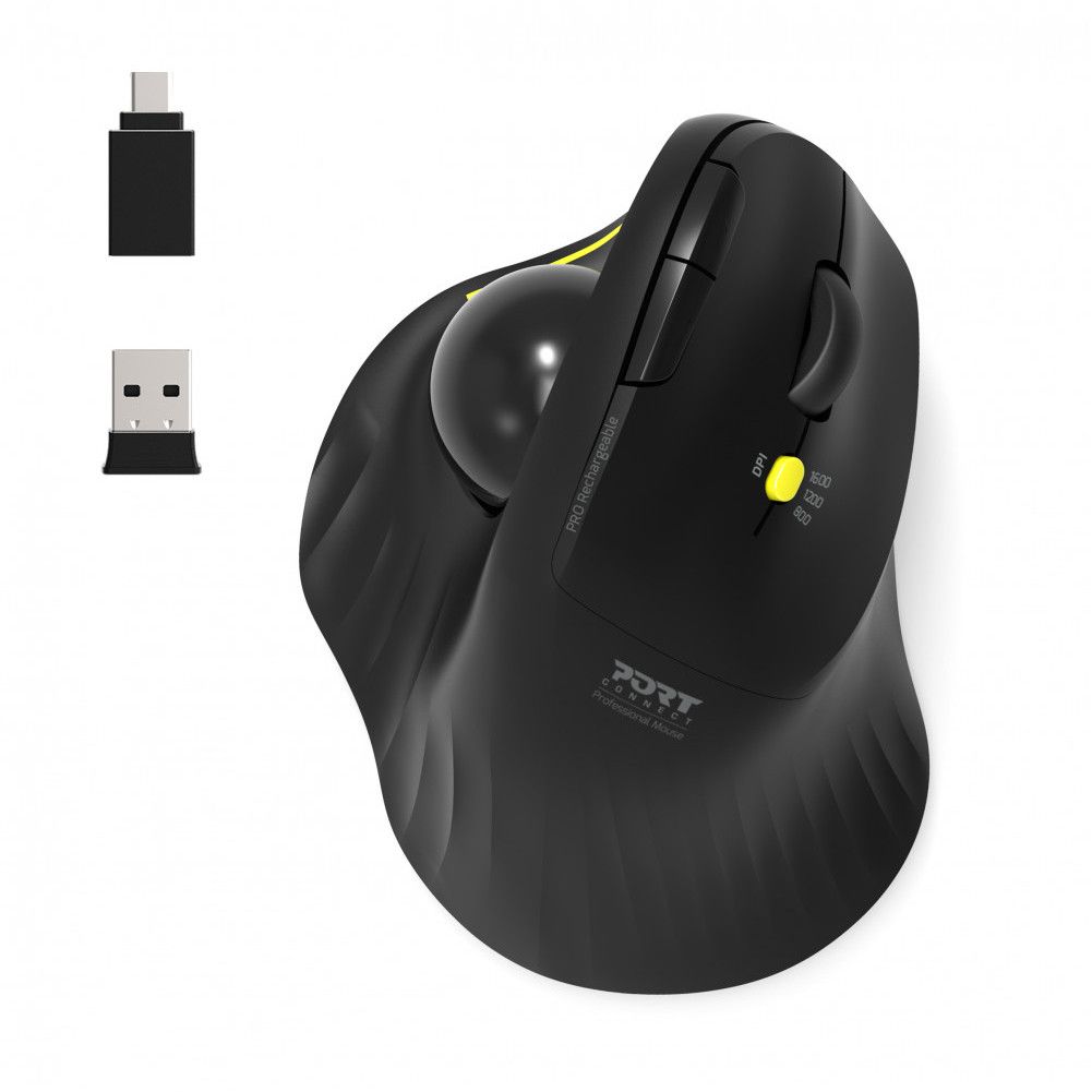 Maus pa kabllo Ergonomik Port / Bluetooth / Trackball / Rechargeable / Dorë e Djathtë – Zezë - Figura 2