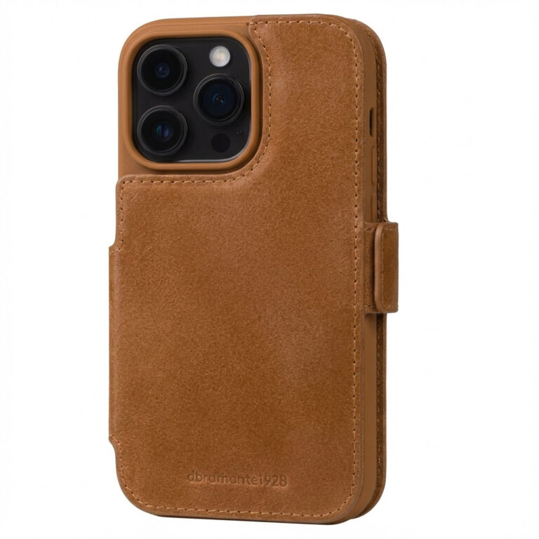Aksesorë për telefon dbramante1928 Copenhagen Leather Flip Case / for Apple iPhone 17 – Kafe e hapur