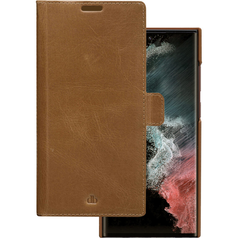 Aksesorë për telefon dbramante1928 Lynge Leather Flip Case / for Samsung Galaxy S22 Ultra – Kafe e hapur