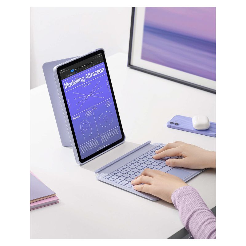 Aksesorë për tablet Keyboard Inateck për iPad 11" / iPad Air 4–5 Gen / Bluetooth / QWERTZ - Vjollcë - Figura 3