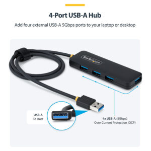Hub StarTech 4-Port USB-A to 4x USB-A 8