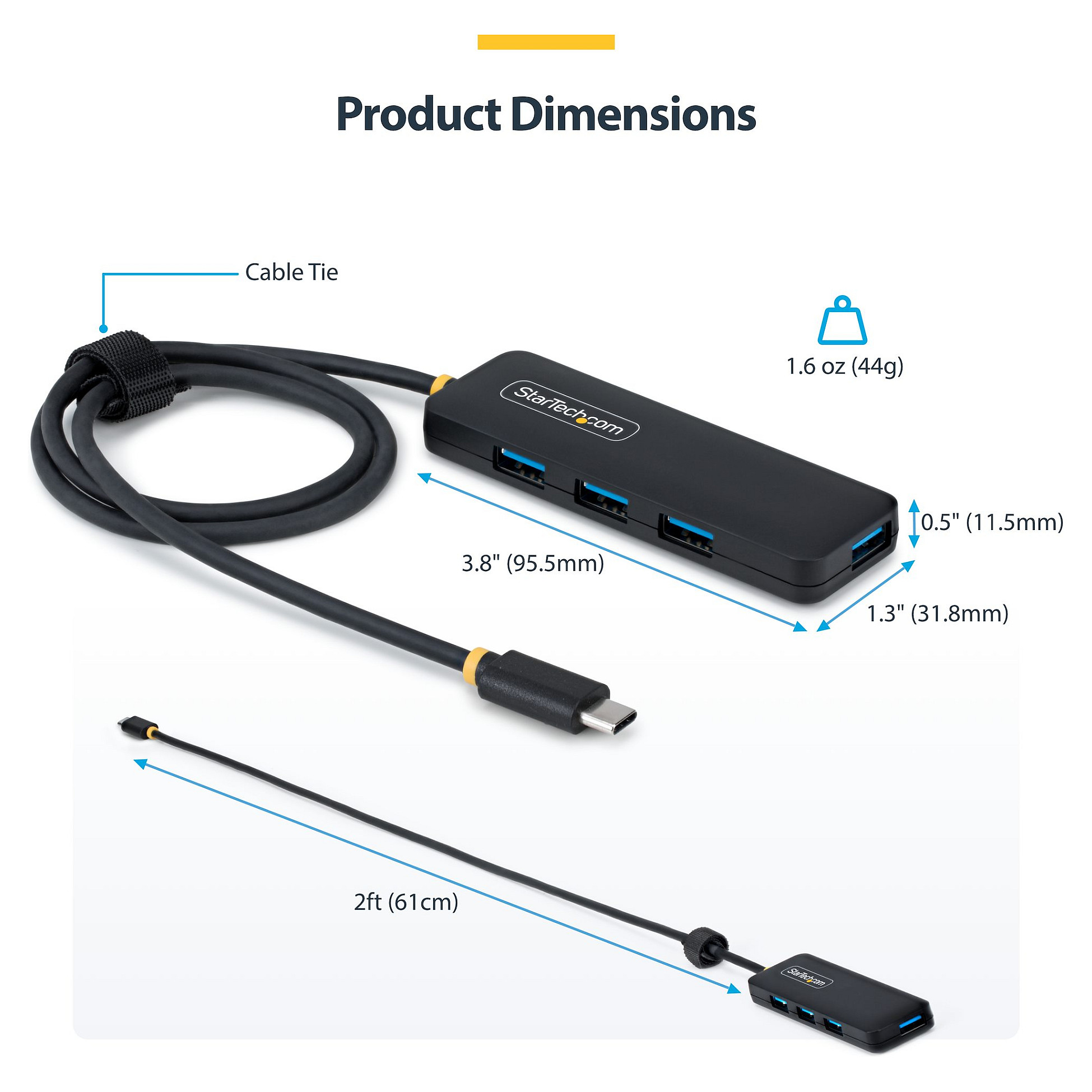 Hub StarTech 4-Port Compact USB-C to 4x USB-A 5