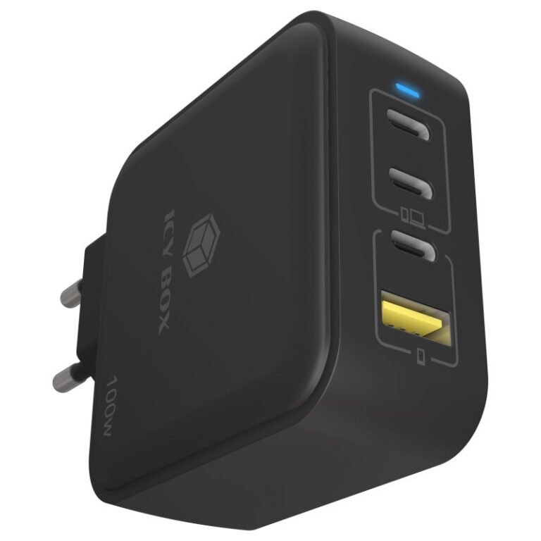 Adapter GaN IcyBox 4‑Port / 100W / PD 3.0 - Zezë