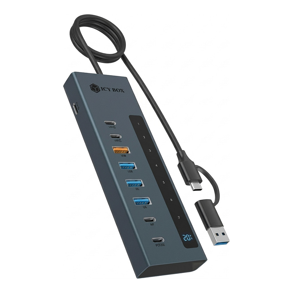 Hub USB Icy Box 9in1 / USB 3.2 / USB Type-C & USB Type-A