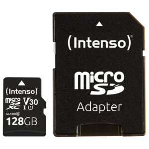 Kartë Memorie SD Intenso Professional microSDXC 128GB me Adapter SD 7