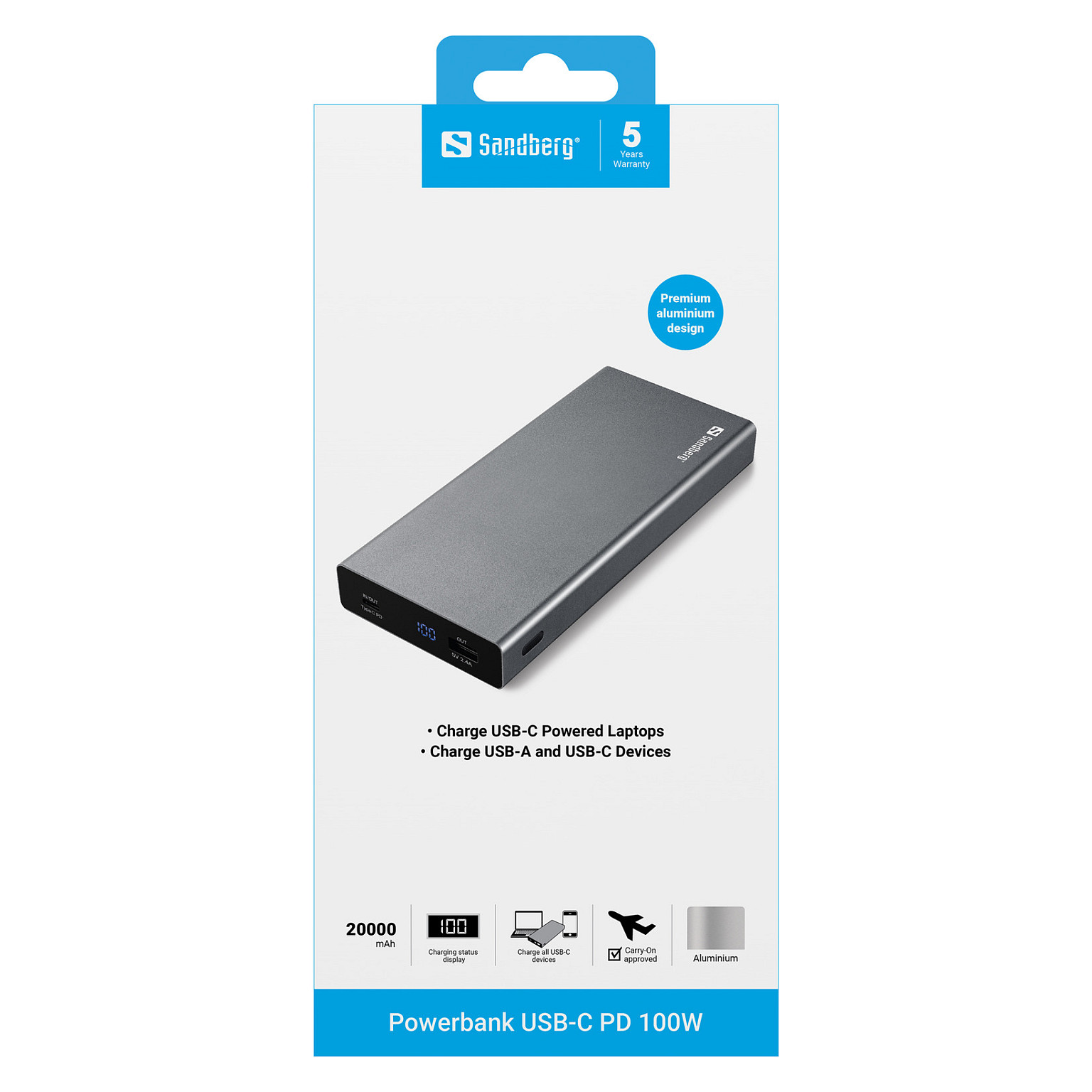 Powerbank Sandberg USB‑C PD 100W / 20000mAh - Gri - Figura 2